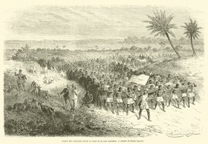 Kaptenerna Speke och Grant och deras karavan avgår (gravyr) av French School