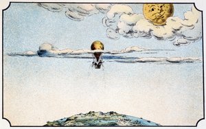 Avresa till månen i en ballong - i "" Voyage dans la lune"" av A. från Ville-d