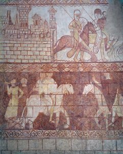 Korsriddartemplarriddarnas avgång 1163 från deras syriska slott Krak des Chevaliers för slaget vid Boquée av French School