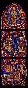 Föreställande Kristus och St Martin, 3 scener från kyrkan i Varennes-Jarcy av French School