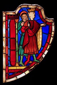 Föreställer två personer, ex Ste Chapelle (Bay C, Esther-fönstret) av French School