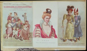 Avfolkning och återbefolkning i Frankrike, häfte av Arthur Le Creps mot malthusianism, 1895 (färgstick) av French School