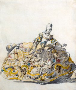 Design för en damklänning, 1780-tal av French School