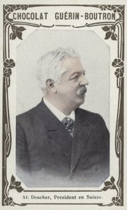Deucher, president i Schweiz (färgad bild) av French School
