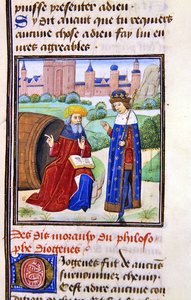 Diogenes, från Histoire des Philosophes, sent 1400-tal (vellum) av French School