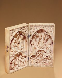 Diptyk med Jungfruns kröning och den sista domen, c.1260-70 av French School