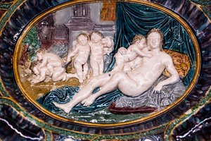 Skål: Allegori över fruktsamhet, sent 1500-tal-tidigt 1600-tal (glaserad terrakotta) av French School
