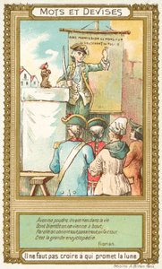 Tro inte vem som lovar månen (chromolitho) av French School
