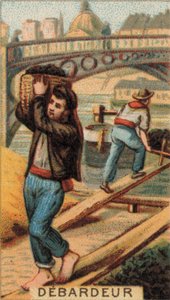 Docka som lossar en pråm (chromolitho) av French School