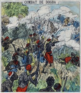 Dogba-strid mellan general Dodds expeditionsstyrka och Behanzins trupper. Dahomey av French School