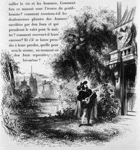 Don Giovanni sjunger serenad för Elviras jungfru, scen ur Don Giovanni (gravyr) av French School