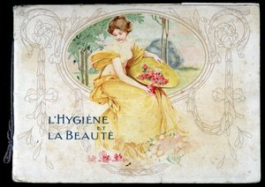 Teckning som visar en naken ung kvinna som symboliserar hygien och skönhet. av French School
