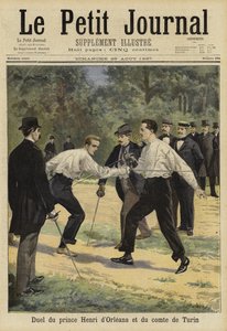 Duell mellan prins Henri av Orleans och greven av Turin, Vaucresson, Frankrike, 1897 av French School