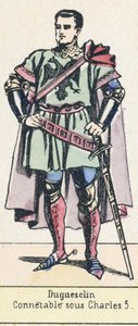Duguesclin, Connetable under Charles 5 (färgad gravyr) av French School