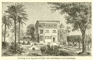 Bostad för en egyptier av hög rang, enligt väggmålningar (gravyr) av French School