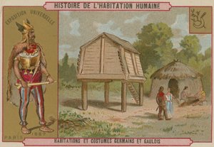 Bostäder och dräkter i det antika Tyskland och Gallien av French School
