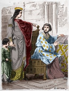 Capetians dynasti: Constance of Arles (986-1032), Frankrikes drottning, med Robert II den fromme (972-1031). av French School