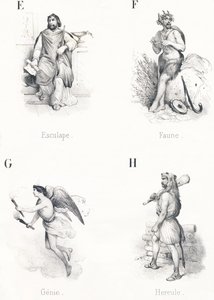 E F G H: Aesculapius, Fauna, Genie, Hercules av French School