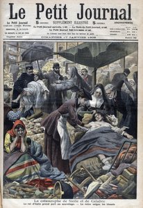 Jordbävning på Sicilien, Kalabrien 1909 "Le Petit Journal" i januari 1909 (gravyr) av French School