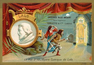 Edouard Lalo, fransk kompositör, och en scen från hans opera Le Roi d