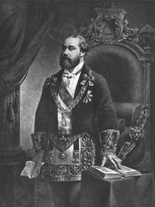 Edward (1841-1910) Prins av Wales, senare Edward VII, som stormästare i frimureriet, 1884 av French School