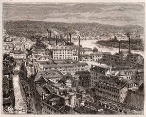 Elbeuf - Seine-Maritime - gravyr i "La France illustrée: geografi, historia, statistisk administration" av V.A. Malt-Brown. 1884 av French School
