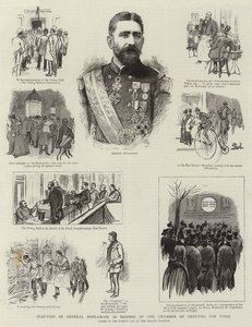 Val av general Boulanger till ledamot av deputeradekammaren för Paris (gravyr) av French School