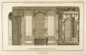 Förhöjning av skorstensdelen av paradkammaren, i hertiginnan av Orleans lägenhet vid Palais Royal i Paris, från Diderot