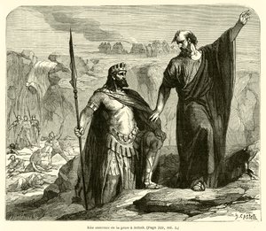 Elia tillkännager regn till Ahab (gravyr) av French School