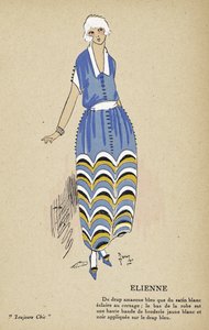 Elienne, från Toujours Chic, pub.1921-22 (stenciltryck) av French School