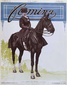 Elisabeth (1876-1965) Belgarnas drottning, från omslaget till Femina Magazine, 15 juli 1910 av French School