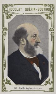 Emile Augier, författare (färgad bild) av French School