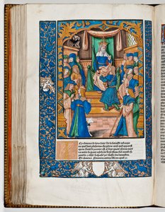Kejsar Nero är orolig över nyheterna i Judeen, 67 AD (handfärgat tryck) av French School