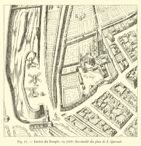 Tempelhägn, år 1609; faksimil av J Quesnels plan av French School