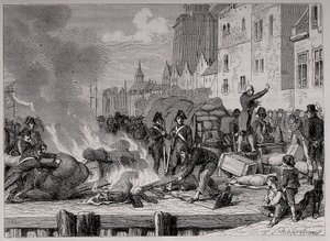 Engelska varor sålda eller brulees på grund av den kontinentala blockaden som infördes på Storbritannien av Napoleon av French School