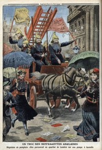 Engelska suffragetter klädda som brandmän, från 