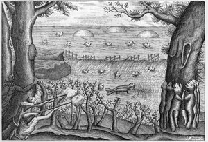Gravyr av 1738 i "The Adventures of Claude Lebeau" (Sr c Le Beau) 1738. av French School