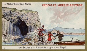 Ingång till Fingals grotta; Skottland (chromolitho) av French School