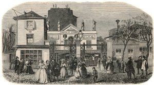 Ingången till Luxemburgs teater kallad Bobino på 1800-talet - Gravyr i "" Tableau-de-Paris"" av Edmond Texier 1852 av French School