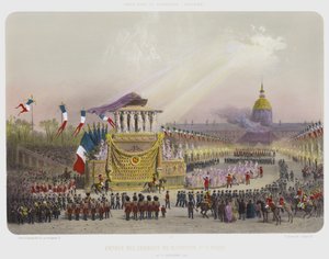 Entree Des Cendres De Napoleon 1er A Paris, Le 15 Decembre 1840 (färglitografi) av French School