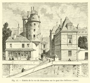 Ingång från Rue de Jerusalem till Quai des Orfevres, 1850 av French School