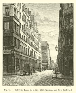 Ingången till rue de la Cite, 1850, tidigare rue de la Lanterne av French School
