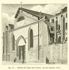 Ingången till karmelitkyrkan, rue des Carmes, 1780 av French School
