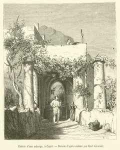 Ingång till ett värdshus, i Capri (gravyr) av French School