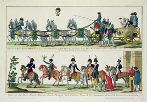 Inresa till Paris av Charles, greve av Artois, 12 april 1814, och inresa till Paris av Ludvig XVIII, kung av Frankrike och Navarra, 3 maj 1814 av French School