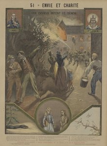 Avund och välgörenhet (färg litho) av French School