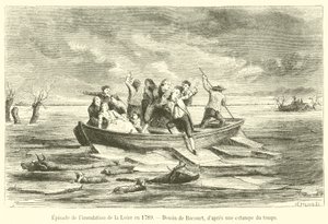 Avsnitt av översvämningen av Loire 1789 (gravyr) av French School
