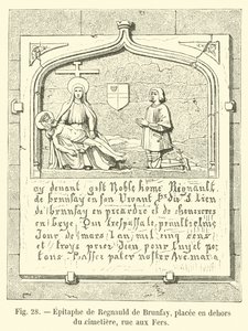 Epitafium av Regnauld de Brunfay, placerat utanför kyrkogården, rue aux Fers av French School