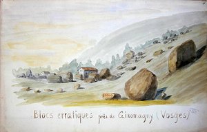 Oregelbundna block nära Giromagny i Vosges-regionen (akvarell på papper) av French School