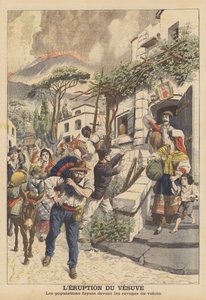Vesuvius utbrott (färglitografi) av French School